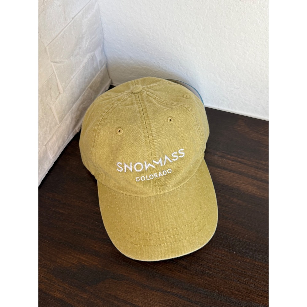 Snowmass Colorado Adams Cool-Crown Hat Mustard Yellow Cotton Adjustable Cap NEW